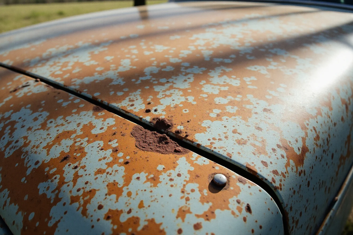 Nudilę originalūs dažai ant seno automobilio